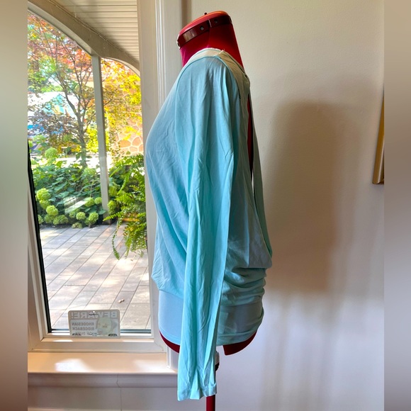 PALE TURQUOISE LOLË LONG SLEEVED TOP - Picture 7 of 10